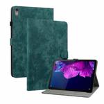 For Lenovo Tab P11/Pad Plus 2011 Tiger Pattern PU Tablet Case(Dark Green)