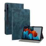 For Samsung Galaxy Tab S7/Tab S8 Tiger Pattern PU Tablet Case(Dark Blue)