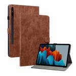For Samsung Galaxy Tab S7+/Tab S8+/S7 FE Tiger Pattern PU Tablet Case(Brown)