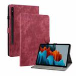 For Samsung Galaxy Tab S7+/Tab S8+/S7 FE Tiger Pattern PU Tablet Case(Red)