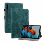 For Samsung Galaxy Tab S7+/Tab S8+/S7 FE Tiger Pattern PU Tablet Case(Dark Green)
