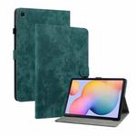 For Samsung Galaxy Tab S6 Lite Tiger Pattern PU Tablet Case With Sleep / Wake-up Function(Dark Green)