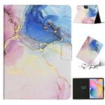 For Samsung Galaxy Tab S6 Lite P610 Marble Pattern Smart Leather Tablet Case(Pink Blue)