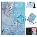 For Samsung Galaxy Tab S6 Lite P610 Marble Pattern Smart Leather Tablet Case(Blue)