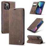 For iPhone 14 Plus CaseMe-013 Multifunctional Retro Frosted Leather Phone Case (Coffee)