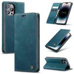 For iPhone 14 Pro Max CaseMe-013 Multifunctional Retro Frosted Leather Phone Case (Blue)