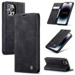 For iPhone 14 Pro Max CaseMe-013 Multifunctional Retro Frosted Leather Phone Case (Black)