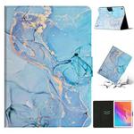 For Huawei MatePad T10s Marble Pattern Leather Tablet Case(Blue)