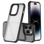 For iPhone 14 Pro Stereo Sound Design Shockproof Frosted Acrylic Phone Case(Black)