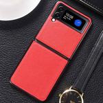 For Samsung Galaxy Z Flip4 5G Genuine Leather Shockproof Protective Phone Case(Red)