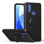 For Motorola Moto E30/E40 Ring Kickstand Silicone Phone Case(Black)