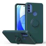 For Motorola Moto E30/E40 Ring Kickstand Silicone Phone Case(Army Green)