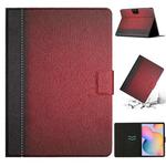 For Samsung Galaxy Tab A7 10.4 2020 T500 Stitching Solid Color Smart Leather Tablet Case(Red)