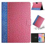 For Samsung Galaxy Tab A7 10.4 2020 T500 Stitching Solid Color Smart Leather Tablet Case(Rose Red)