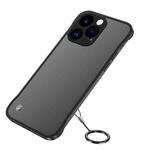 For iPhone 14 Pro Metal Lens Frosted Finger Ring Strap Phone Case(Black)