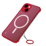 For iPhone 14 Metal Lens Frosted Magsafe Phone Case (Red)