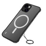 For iPhone 14 Plus Metal Lens Frosted Magsafe Phone Case (Black)