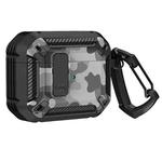 Two-Tone Printed Earphone Case with Switch Lock & Carabiner For AirPods 3(Black + Camouflage Gray)