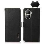 For Honor X40i KHAZNEH Side-Magnetic Litchi Texture Genuine Leather RFID Phone Case(Black)