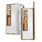 For Samsung Galaxy Z Fold4 Aluminum Alloy Double Hinge Shockproof Phone Protective Case(Silver Gold)