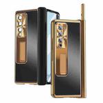 For Samsung Galaxy Z Fold4 Aluminum Alloy Double Hinge Shockproof Phone Protective Case(Black Gold)