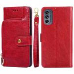 For Motorola Moto G62 5G Zipper Bag Leather Phone Case(Red)