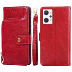 For OPPO Reno7 A JP Version Zipper Bag Leather Phone Case(Red)