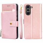 For Huawei nova 10 Pro Zipper Bag Leather Phone Case(Rose Gold)