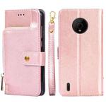 For Nokia C200 Zipper Bag Leather Phone Case(Rose Gold)