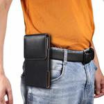 Men Litchi Texture Leather Portable Mobile Phone Waist Bag for 6.9 inch or below(Black)