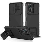 For Infinix Hot 11S NFC Stereoscopic Holder Sliding Camshield Phone Case(Black)