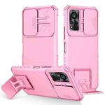 For Infinix Hot 11S NFC Stereoscopic Holder Sliding Camshield Phone Case(Pink)