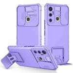 For Infinix Hot 11 Stereoscopic Holder Sliding Camshield Phone Case(Purple)