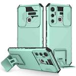 For Infinix Hot 11 Stereoscopic Holder Sliding Camshield Phone Case(Light Blue)