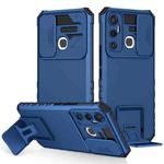 For Infinix Hot 11 Stereoscopic Holder Sliding Camshield Phone Case(Blue)