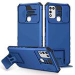 For Infinix Hot 10 Play/11 Play Stereoscopic Holder Sliding Camshield Phone Case(Blue)