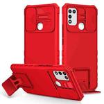 For Infinix Hot 10 Play/11 Play Stereoscopic Holder Sliding Camshield Phone Case(Red)