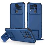 For Infinix Hot 10s Stereoscopic Holder Sliding Camshield Phone Case(Blue)