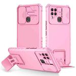 For Infinix Hot 10s Stereoscopic Holder Sliding Camshield Phone Case(Pink)
