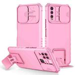 For vivo Y20 Stereoscopic Holder Sliding Camshield Phone Case(Pink)