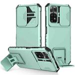 For Xiaomi Redmi Note 11/11S Global Stereoscopic Holder Sliding Camshield Phone Case(Light Blue)