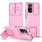 For Xiaomi Redmi Note 11/11S Global Stereoscopic Holder Sliding Camshield Phone Case(Pink)