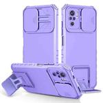 For Xiaomi Redmi Note 10 4G Stereoscopic Holder Sliding Camshield Phone Case(Purple)