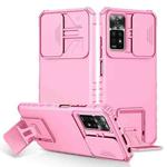 For Xiaomi Redmi Note 10 Pro Global Stereoscopic Holder Sliding Camshield Phone Case(Pink)