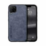 For Samsung Galaxy A22 4G Skin Feel Magnetic Leather Back Phone Case(Blue)