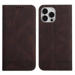 For iPhone 14 Pro Max Strong Magnetic Leather Case (Brown)