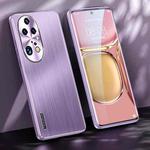 For Huawei P50 Pro Brushed Texture Shockproof Phone Case(Light Purple)