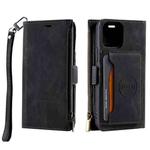 For iPhone 14 Pro Zipper Card Leather Phone Case(Black)