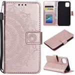 For iPhone 14 Pro Max Totem Flower Embossed Leather Case (Rose Gold)