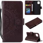 For iPhone 14 Pro Totem Flower Embossed Leather Case(Brown)